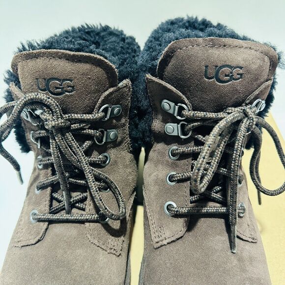 UGG Women's Romely Boots Size 7 Heritage Lace-Up Brown Burnt Cedar Suede NIB - Picture 9 of 13